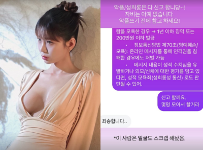 맹승지, “성희롱 DM 자비 없다” 법적 대응 예고
