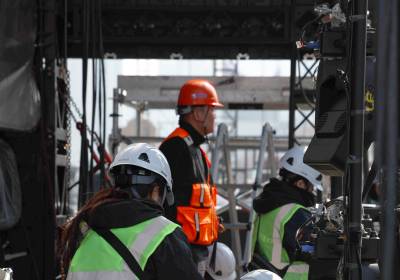 [포토] BTS 공연 무대 설치 중인 광화문광장