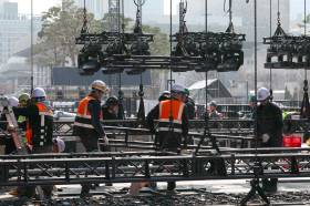 [포토] BTS 공연 무대 설치 중인 광화문광장